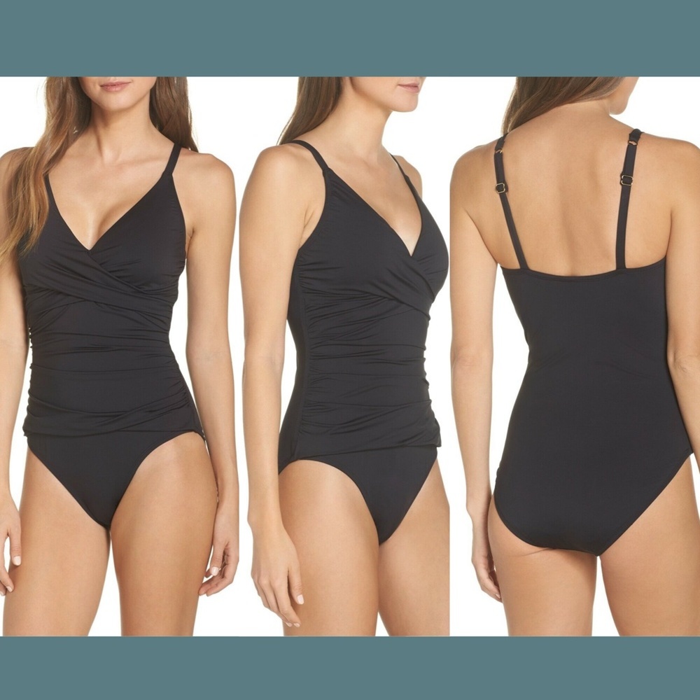 NEW $149 Tommy Bahama Pearl One-Piece Swimsuit in Black‎ [SZ 8 ]